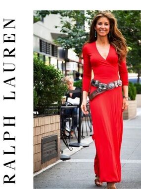 NWT Ralph Lauren Black Label V-Neck Long Wrap Maxi Dress SM
